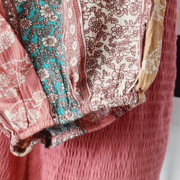 W5 Pink Blouse 3/4 Sleeves Relaxed Smocked Style Square Neck, sz 2XL - Picture 4 of 7